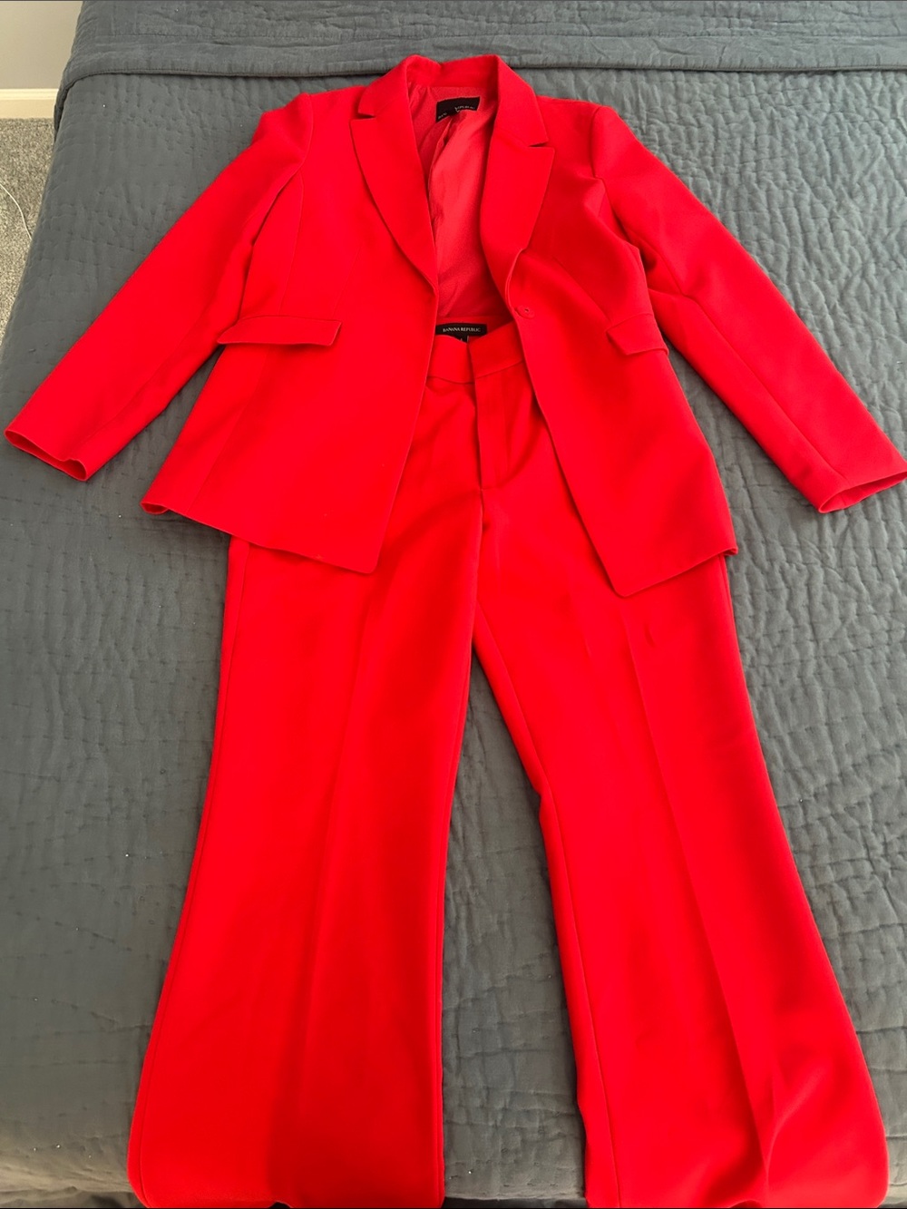 Banana Republic Red Tailored Blazer with Wide-Leg Pants